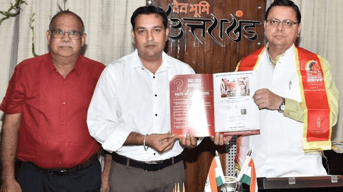 CM Dhami releases poster of blood donation camp