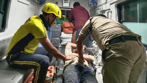 SDRF team launched rescue operation after bike rider fell into ditch