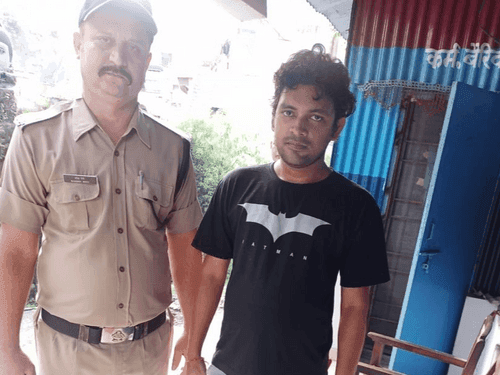 After finding the lost bag, the traveler thanked the friend police
