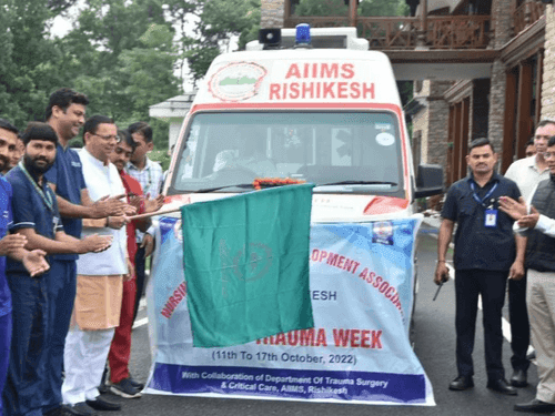 CM Dhami flags off the trauma chariot of AIIMS Rishikesh