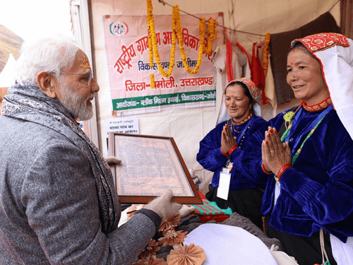PM Modi lays foundation stone of development projects by reaching Mana village