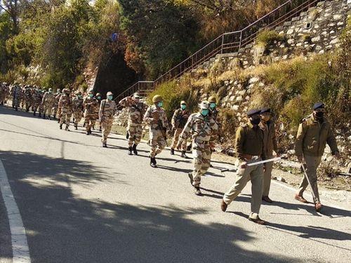 Flag march was taken out by Tehri Police in view of assembly elections