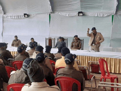 Briefing of the entire police force by Deputy Superintendent of Police Karnprayag