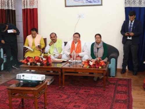 CM Dhami reviewed development works with district level officers