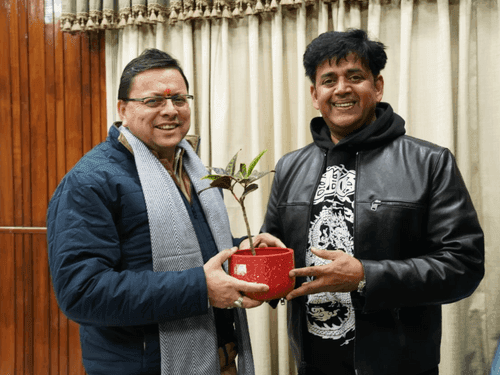 Bhojpuri artist Shri Ravi Kishan paid a courtesy visit to CM Shri Dhami