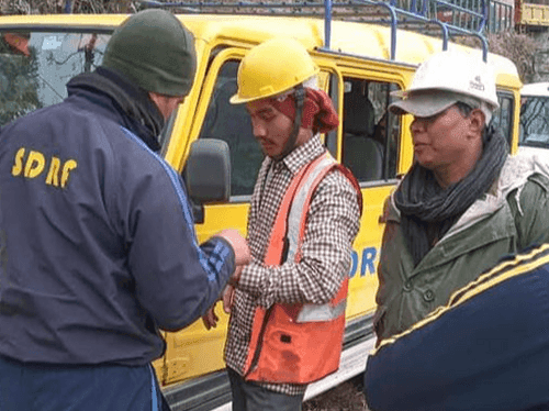 First aid is being given in case of injury to the working personnel