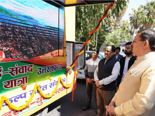 CM Dhami flags off 'E-Samvad Yatra Uttarakhand' vehicle