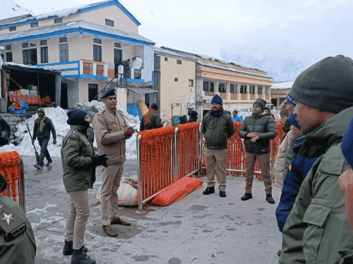 Police officer inspected the arrangements of travel stops
