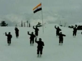 The soldiers of the country were seen dancing in the snow