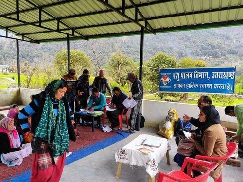 Veterinary camp organized by Mobile Veterinary Hospital, Gopeshwar Animal Husbandry Department, Chamoli in Gram Sabha Mandal
