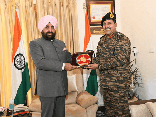 Major General Manoj Tiwari met Governor Gurmit Singh