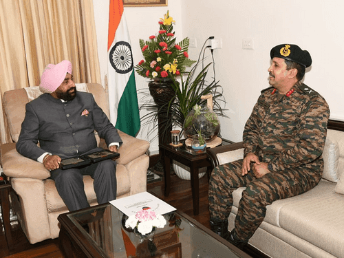 Major General Manoj Tiwari met Governor Gurmit Singh