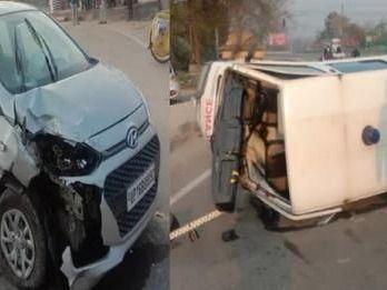 The ambulance carrying the patient collided with the car