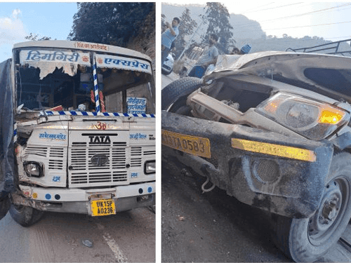Collision between bus and Bolero, two pilgrims killed