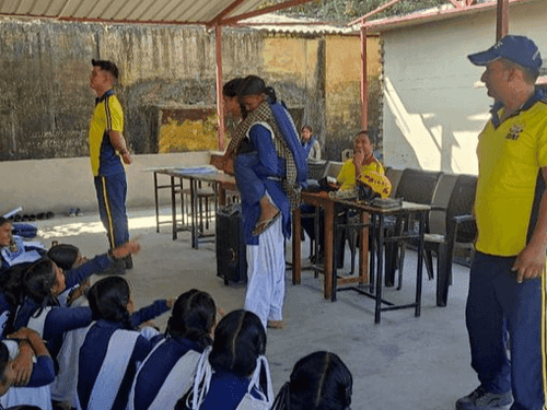 Training given by SDRF to girl students in Government Girls Inter College