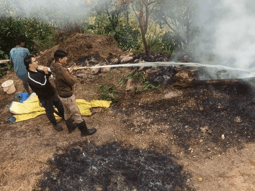 Fire station Kapkot brought the fire under control in cow shed