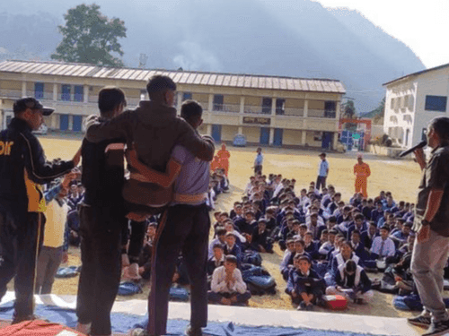 Practice was conducted for the students at Government Adarsh Kirti Inter College, Uttarkashi