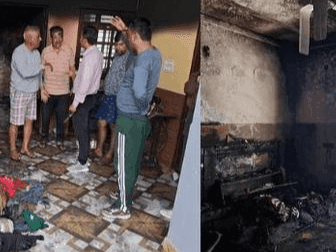 House caught fire due to lamp, entire house burnt to ashes