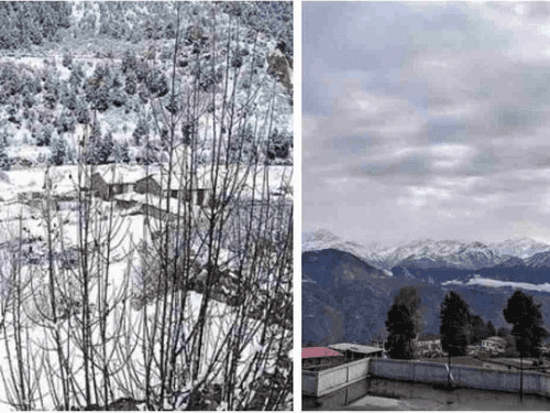 Hills shine after snowfall in Pithoragarh