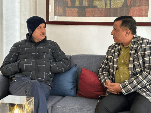 Shri Banshidhar Tiwari paid courtesy visit to famous film actor Anupam Kher in Dehradun