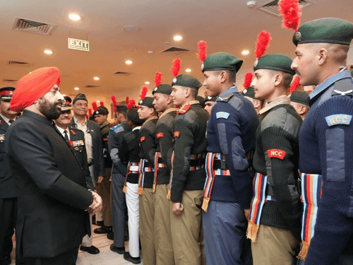 Governor Gurmit Singh honored NCC cadets who participated in the Republic Day Parade
