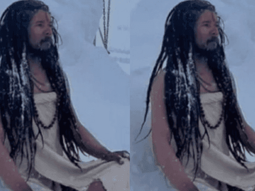 Sadhu seen engrossed in penance amid snow in Kedarnath