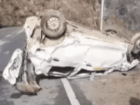 Road accident in Tharali, car went out of control and fell into the ditc