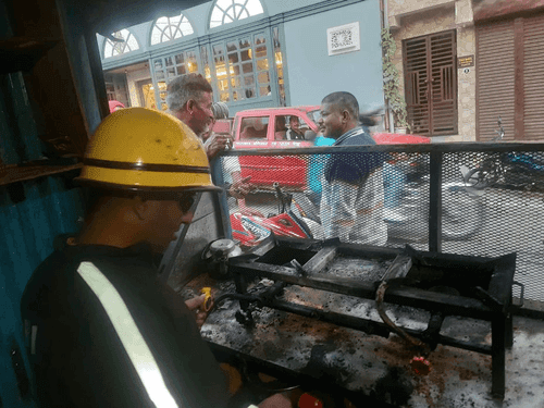Fire Service brought the fire in gas cylinder under control