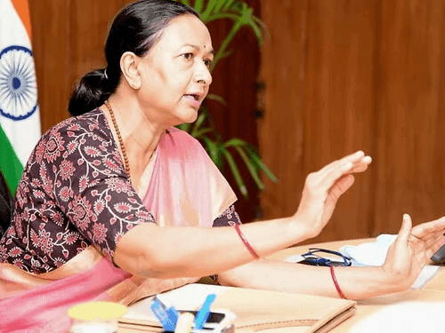 Chief Secretary Mrs. Radha Raturi held a review meeting with officials
