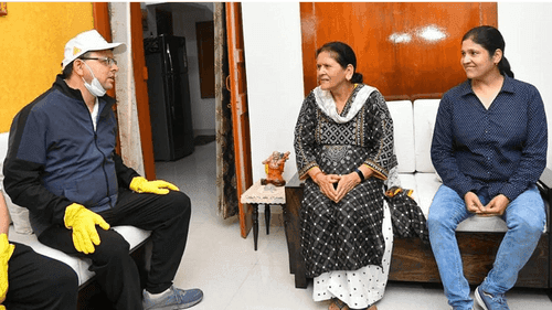 CM Dhami launches cleanliness drive outside the homes of martyr families