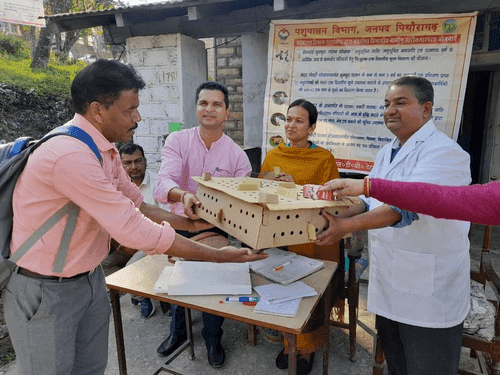 Poultry distribution done to 40 families under the poultry farming scheme