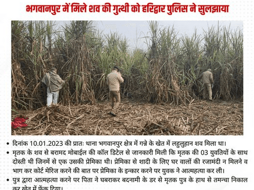 Haridwar Police solved the mystery of dead body