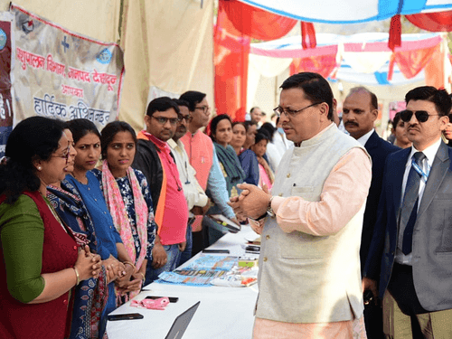 CM Dhami joined the multipurpose camp and addressed the public meeting