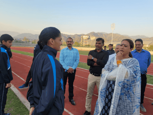 Minister Rekha Arya interacted with children at Maharana Pratap Sports College